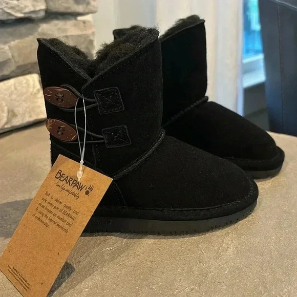 BEARPAW Rosaline Toddler Suede, sheepskin & Wool blend lined booties - 9 - Picture 1 of 15
